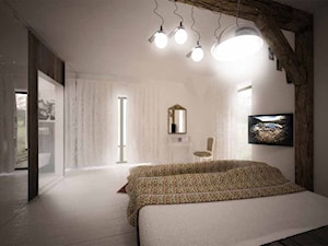 Aranżacja sypialni - Średnia szara sypialnia, styl rustykalny - zdjęcie od 3ESDESIGN