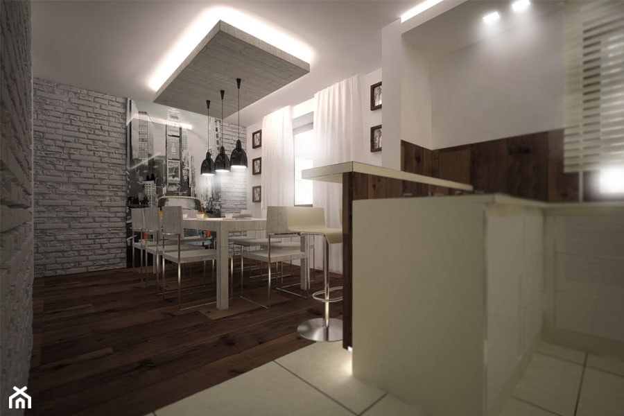 Projekt aranżacji domu - Średnia biała jadalnia, styl nowoczesny - zdjęcie od 3ESDESIGN