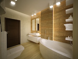 Aranżacja łazienki - Średnia na poddaszu bez okna łazienka, styl nowoczesny - zdjęcie od 3ESDESIGN