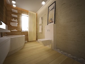 Aranżacja łazienki - Średnia łazienka z oknem, styl nowoczesny - zdjęcie od 3ESDESIGN