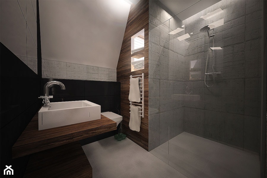 Łazienka dla niepokornych - Średnia na poddaszu bez okna łazienka, styl minimalistyczny - zdjęcie od 3ESDESIGN
