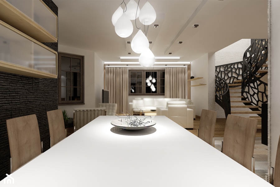 Projekt aranżacji domu_Limanowa - Jadalnia, styl nowoczesny - zdjęcie od 3ESDESIGN