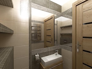 Projekt aranżacji domu_Limanowa - Mała bez okna łazienka, styl nowoczesny - zdjęcie od 3ESDESIGN