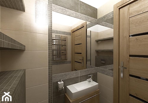 Projekt aranżacji domu_Limanowa - Mała bez okna łazienka, styl nowoczesny - zdjęcie od 3ESDESIGN