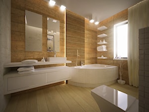 Aranżacja łazienki - Duża łazienka z oknem, styl nowoczesny - zdjęcie od 3ESDESIGN