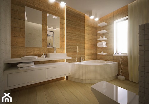 Aranżacja łazienki - Duża łazienka z oknem, styl nowoczesny - zdjęcie od 3ESDESIGN