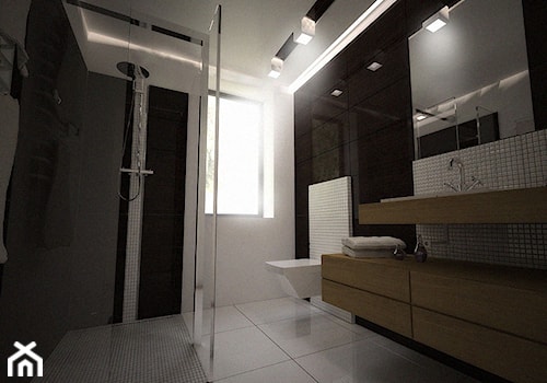 Aranżacja nowoczesnej łazienki - Średnia z punktowym oświetleniem łazienka z oknem, styl minimalistyczny - zdjęcie od 3ESDESIGN