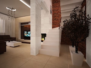 Projekt aranżacji domu_Tychy - Duży salon, styl nowoczesny - zdjęcie od 3ESDESIGN