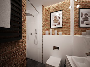 Projekt łazienki Kraków -jedna łazienka w trzech odsłonach - Średnia bez okna z lustrem łazienka, styl industrialny - zdjęcie od 3ESDESIGN