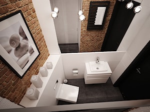 Projekt łazienki Kraków -jedna łazienka w trzech odsłonach - Mała bez okna z lustrem łazienka, styl industrialny - zdjęcie od 3ESDESIGN