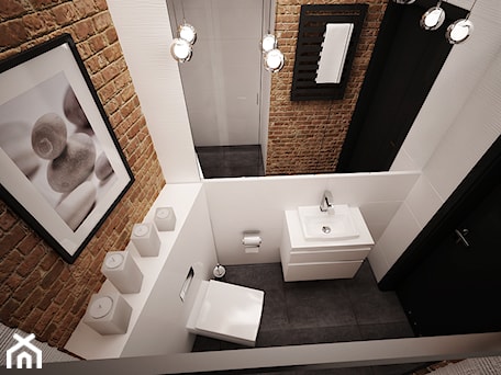 Aranżacje wnętrz - Łazienka: Projekt łazienki Kraków -jedna łazienka w trzech odsłonach - Mała bez okna z lustrem łazienka, styl industrialny - 3ESDESIGN. Przeglądaj, dodawaj i zapisuj najlepsze zdjęcia, pomysły i inspiracje designerskie. W bazie mamy już prawie milion fotografii!