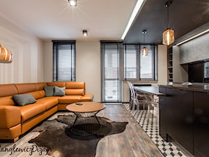 Mieszkanie Zielona Góra - Mały beżowy salon z kuchnią z jadalnią, styl nowoczesny - zdjęcie od StanglewiczDizajn