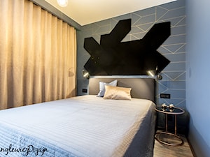Mieszkanie Zielona Góra - Mała niebieska sypialnia, styl nowoczesny - zdjęcie od StanglewiczDizajn