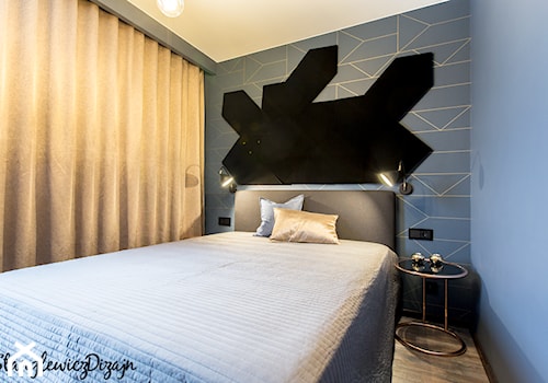 Mieszkanie Zielona Góra - Mała niebieska sypialnia, styl nowoczesny - zdjęcie od StanglewiczDizajn