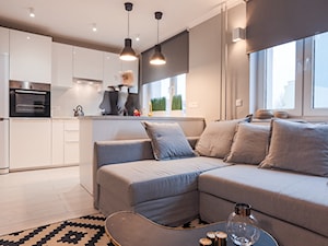 Mieszkanie na wynajem Zielona Góra - Mały biały salon z kuchnią, styl nowoczesny - zdjęcie od StanglewiczDizajn