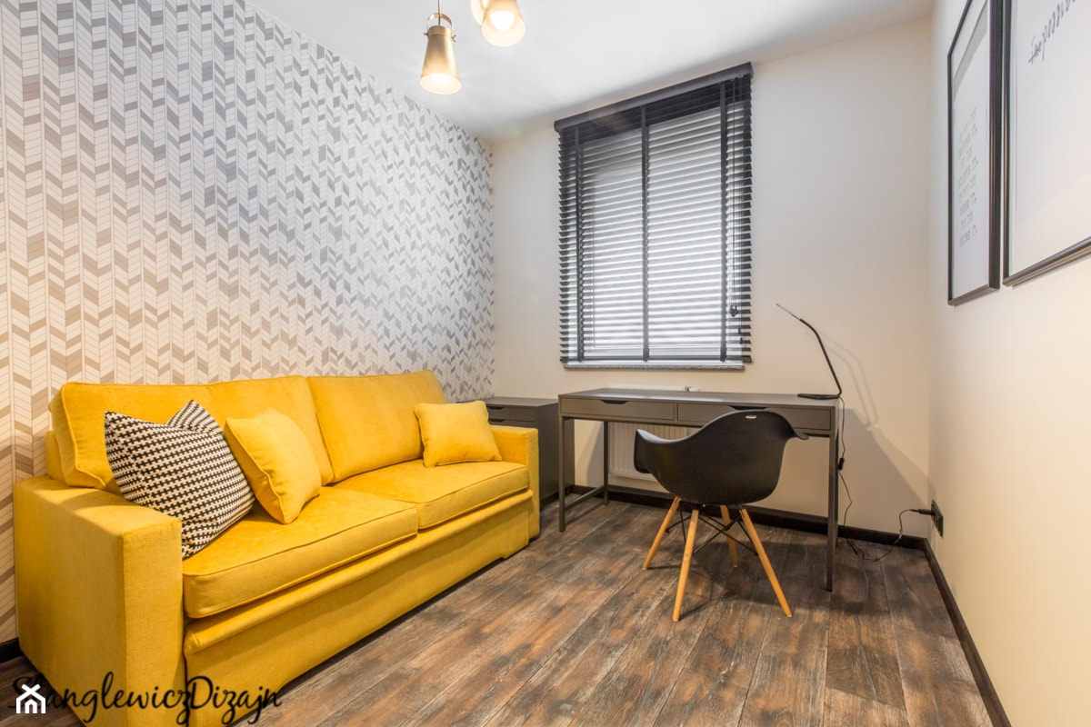 Mieszkanie Zielona Góra - Małe w osobnym pomieszczeniu z sofą białe biuro, styl nowoczesny - zdjęcie od StanglewiczDizajn - Homebook