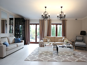 Dom w stylu Modern Classic - Duży beżowy salon, styl tradycyjny - zdjęcie od StanglewiczDizajn