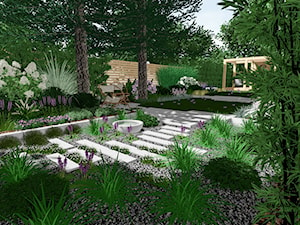Portfolio - Duży ogród tropikalny za domem z altaną z huśtawką, styl nowoczesny - zdjęcie od Magdalena Siemieniecka