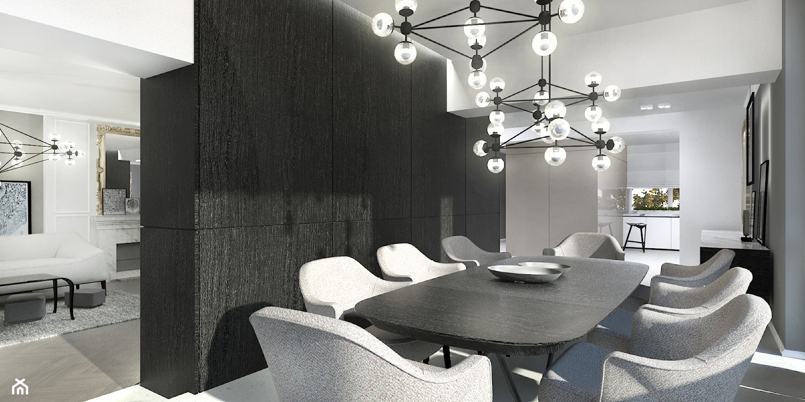 PARYSKI SZYK - Średnia czarna szara jadalnia jako osobne pomieszczenie, styl nowoczesny - zdjęcie od gradomska architekci - Homebook