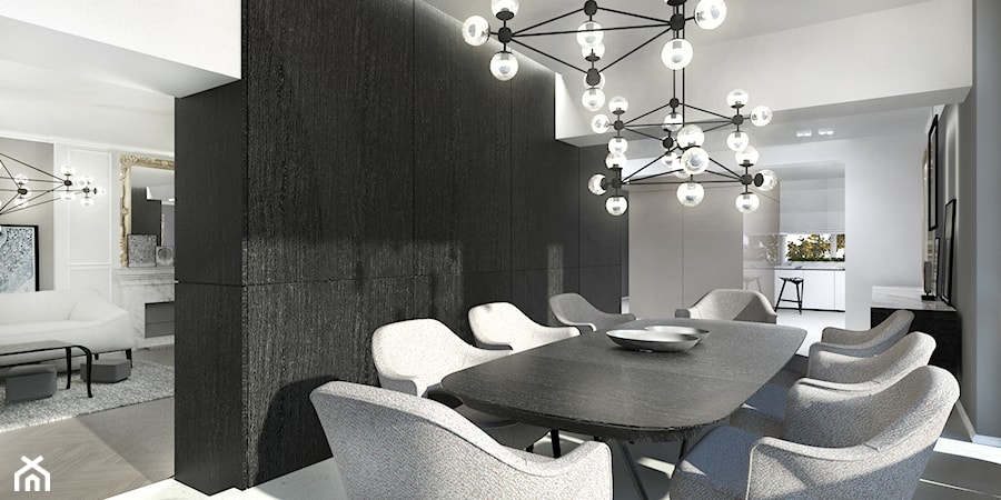 PARYSKI SZYK - Średnia czarna szara jadalnia jako osobne pomieszczenie, styl nowoczesny - zdjęcie od gradomska architekci