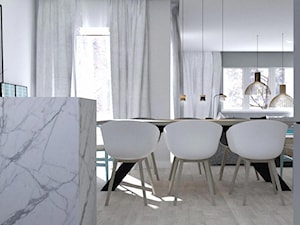 Średnia szara jadalnia w salonie, styl skandynawski - zdjęcie od gradomska architekci