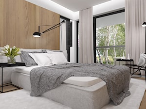 DOM POKAZOWY modern - Średnia biała sypialnia z balkonem / tarasem, styl nowoczesny - zdjęcie od gradomska architekci