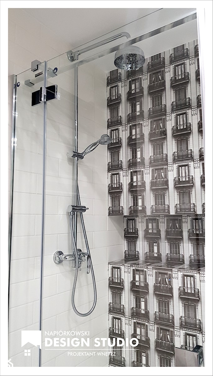 Łazienka Tubądzin Barcelonia - Mała bez okna łazienka, styl glamour - zdjęcie od NAPIÓRKOWSKI DESIGN STUDIO