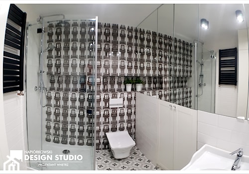 Łazienka Tubądzin Barcelonia - Średnia bez okna z lustrem z punktowym oświetleniem łazienka, styl glamour - zdjęcie od NAPIÓRKOWSKI DESIGN STUDIO