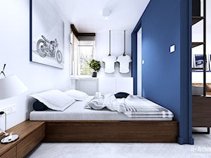 Chodźki | Lublin - Średnia biała niebieska sypialnia, styl nowoczesny - zdjęcie od H+ Architektura