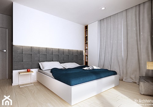 Konwaliowa | Turka - Średnia biała czarna sypialnia, styl nowoczesny - zdjęcie od H+ Architektura