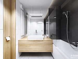 Konwaliowa | Turka - Mała na poddaszu bez okna z lustrem łazienka, styl nowoczesny - zdjęcie od H+ Architektura