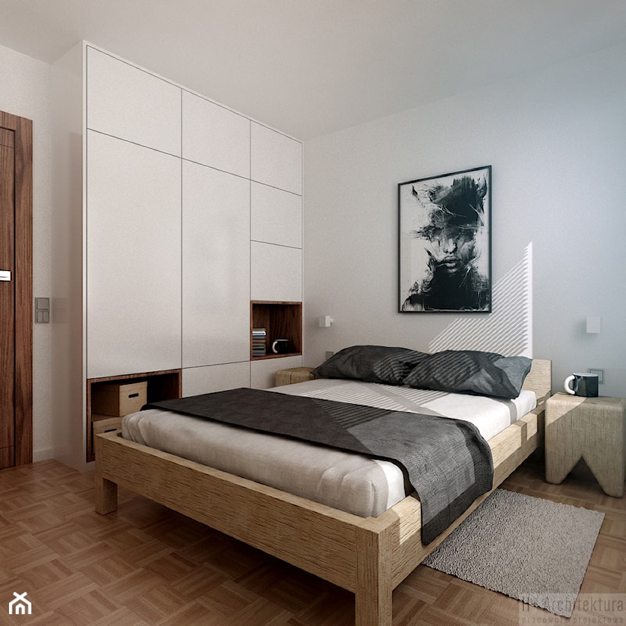 Poturzyńska | Lublin - Średnia biała sypialnia, styl nowoczesny - zdjęcie od H+ Architektura