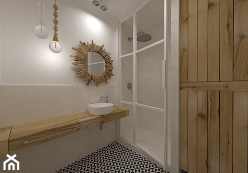 Boho | Rustykalnie - Mała bez okna z punktowym oświetleniem łazienka, styl rustykalny - zdjęcie od DYLIK DESIGN