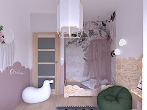 Pokój dla 3 latki - wersja 2 - Średni biały szary pokój dziecka dla nastolatka dla dziewczynki, styl vintage - zdjęcie od DYLIK DESIGN