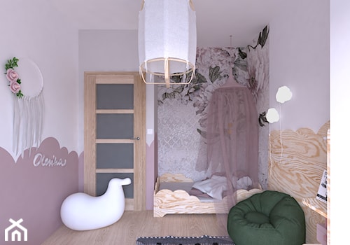 Pokój dla 3 latki - wersja 2 - Średni biały szary pokój dziecka dla nastolatka dla dziewczynki, styl vintage - zdjęcie od DYLIK DESIGN