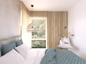Mieszkanie w błękitach - Mała biała szara sypialnia, styl rustykalny - zdjęcie od DYLIK DESIGN