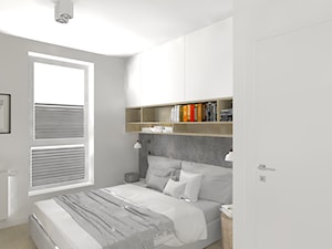 Biel szarość i miedź - Mała szara sypialnia, styl nowoczesny - zdjęcie od DYLIK DESIGN