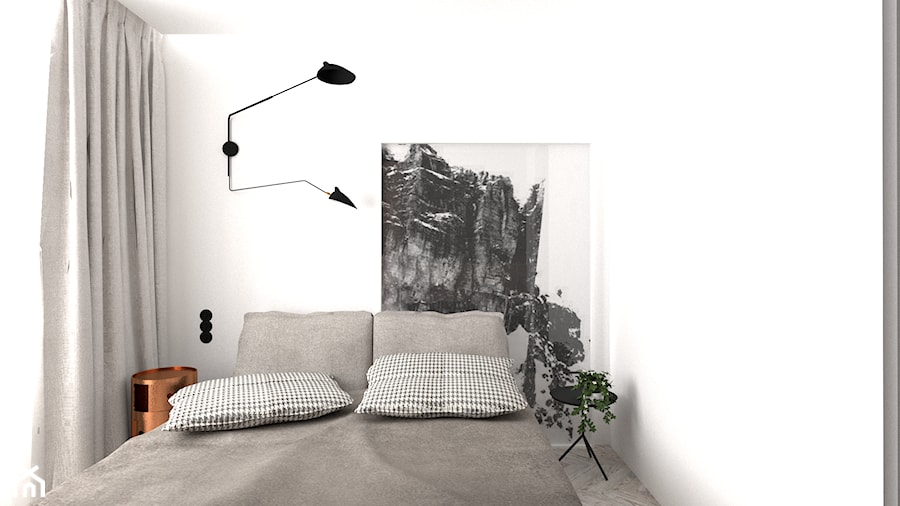 Orzech i miedź - Mała biała sypialnia, styl nowoczesny - zdjęcie od DYLIK DESIGN