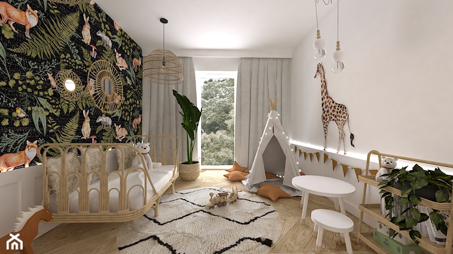 Projekt dziecinny BOHO - Średni biały pokój dziecka dla dziecka dla chłopca dla dziewczynki, styl vintage - zdjęcie od DYLIK DESIGN