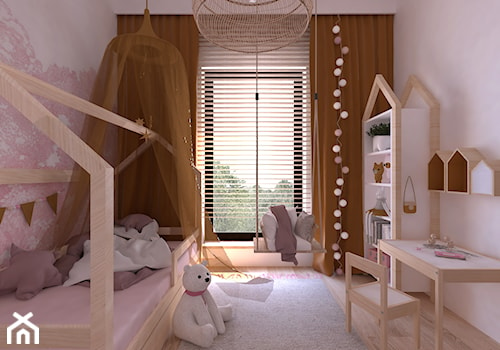 Pokój dla 3 latki - Średni biały różowy pokój dziecka dla dziecka dla dziewczynki, styl skandynawski - zdjęcie od DYLIK DESIGN