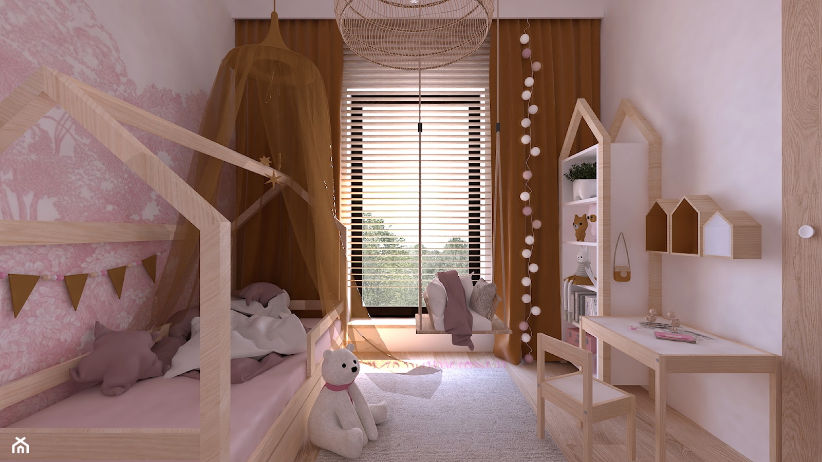 Pokój dla 3 latki - Średni biały różowy pokój dziecka dla dziecka dla dziewczynki, styl skandynawsk ... - zdjęcie od DYLIK DESIGN - Homebook