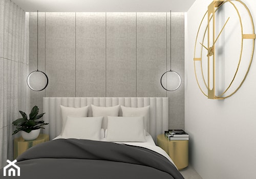 Beż i złoto - Mała szara sypialnia, styl nowoczesny - zdjęcie od DYLIK DESIGN