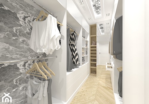 Biel i glamour - Średnia zamknięta garderoba oddzielne pomieszczenie, styl glamour - zdjęcie od DYLIK DESIGN