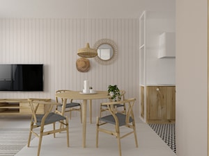 Boho | Rustykalnie - Średni szary salon z kuchnią z jadalnią, styl rustykalny - zdjęcie od DYLIK DESIGN