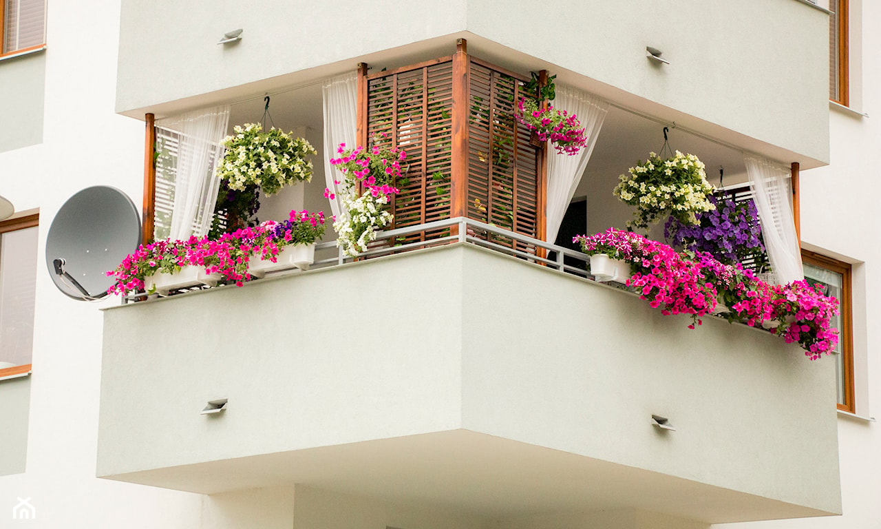 stylowo zaaranżowany balkon w bloku