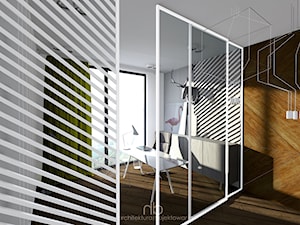 Parter domu/ salon z aneksem kuchennym gabinet - Biuro, styl nowoczesny - zdjęcie od hb architektura.projektowanie