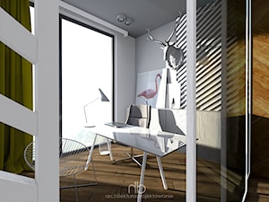 Parter domu/ salon z aneksem kuchennym gabinet - Biuro, styl nowoczesny - zdjęcie od hb architektura.projektowanie
