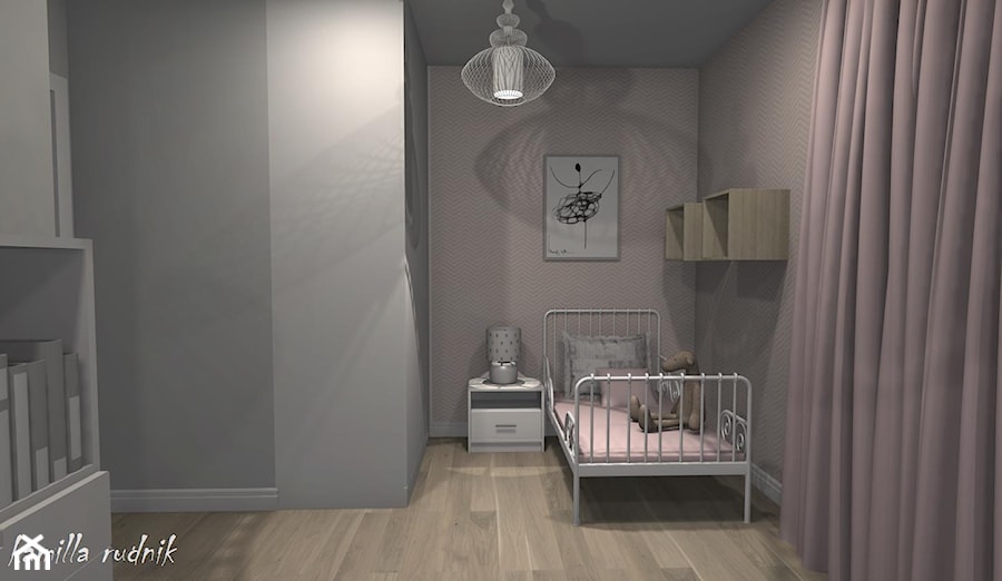DOM106 GDAŃSK - Średni różowy szary pokój dziecka dla dziecka dla dziewczynki, styl nowoczesny - zdjęcie od RUDNIK WNĘTRZA