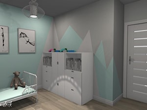 DOM106 GDAŃSK - Średni szary niebieski pokój dziecka dla dziecka dla chłopca dla dziewczynki, styl nowoczesny - zdjęcie od RUDNIK WNĘTRZA