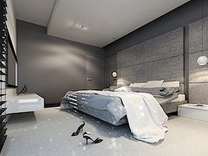 RZGÓW - Duża biała szara sypialnia - zdjęcie od pijankastudio